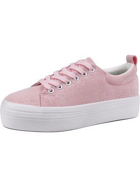 Women's Lt Pink Comfortable Casual Walking Shoes Lace Up Platform Sneakers